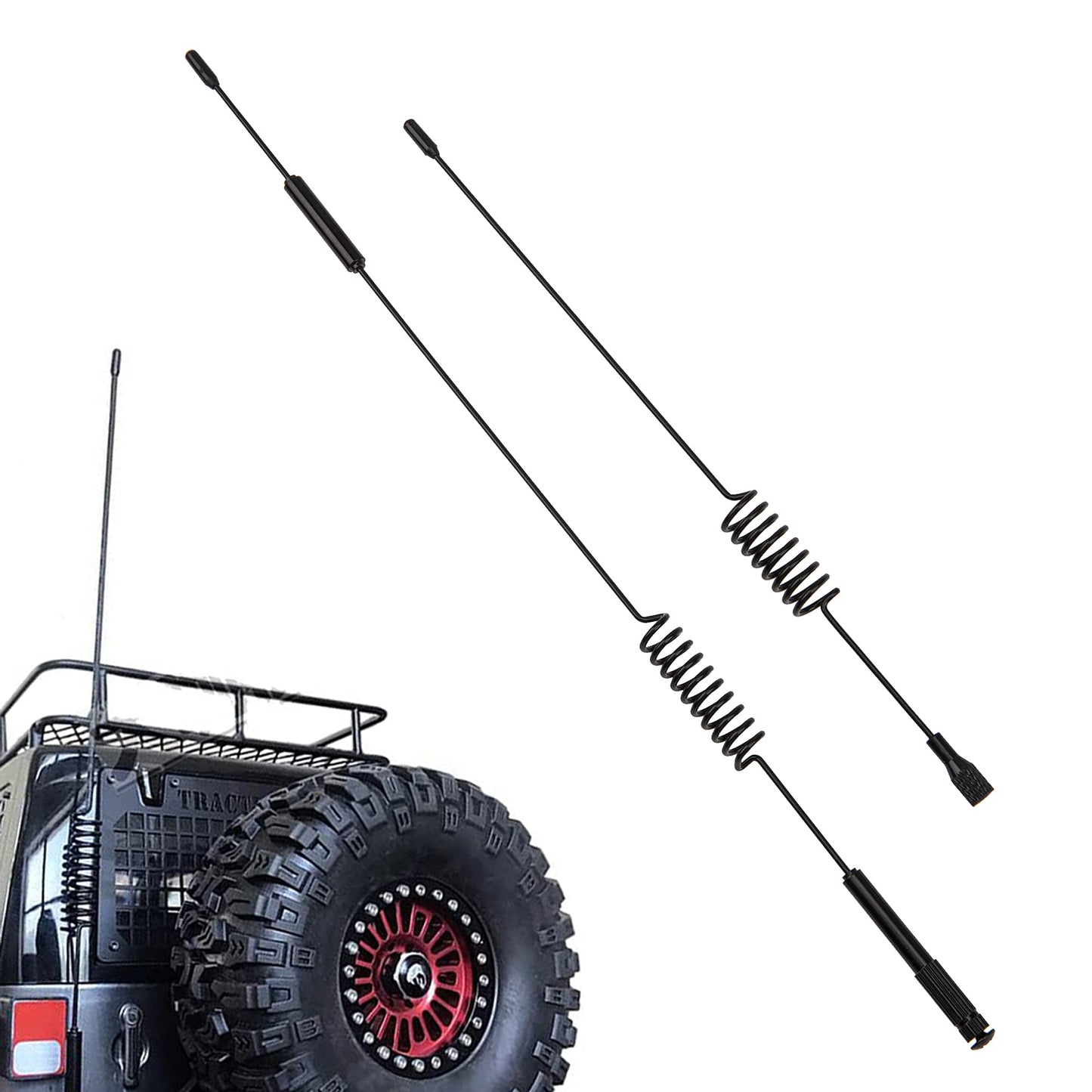 ShareGoo 2Pcs 7.68" & 11.4" Metal Antenna Simulation Decoration Accessories Compatible with Axial SCX10 90046 Traxxas TRX4 D90 D110 Tamiya CC01 1/10