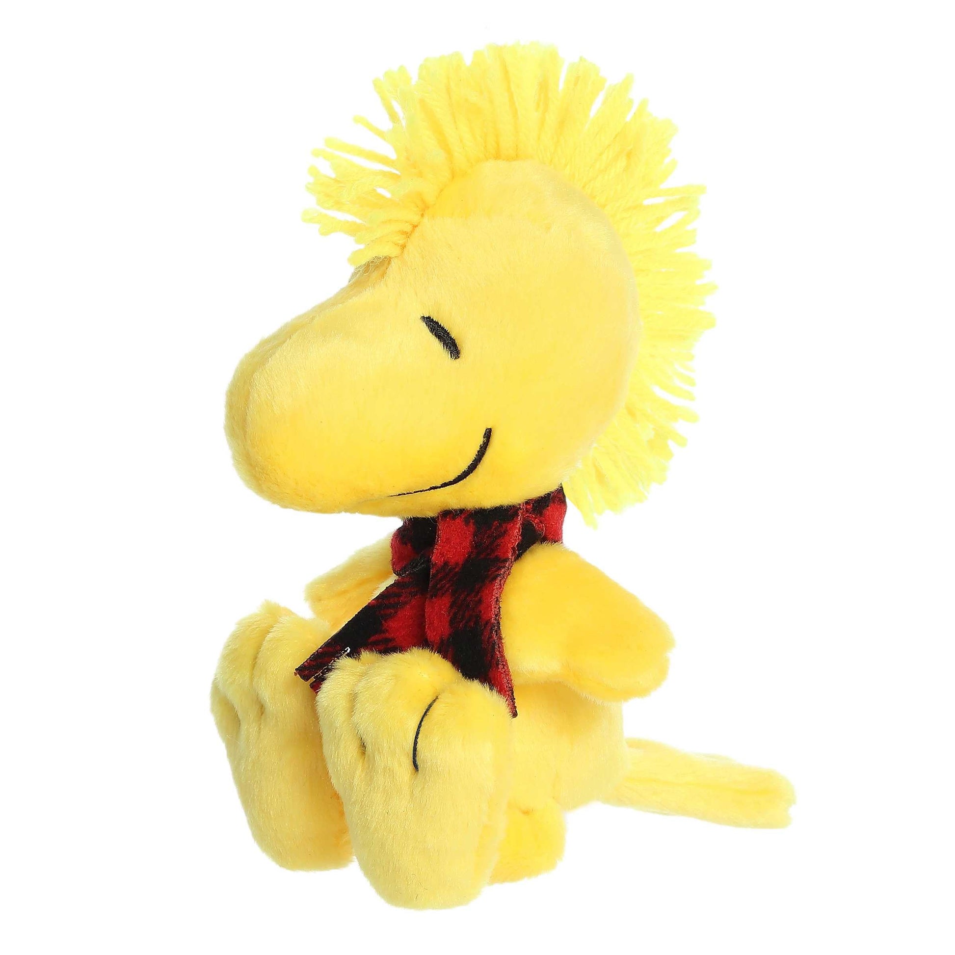 Aurora® Festive Peanuts® Winter Plaid Woodstock Stuffed Animal - Officially Licensed Toys for All Snoopy Fans - Nostalgic Gift for Adults and Birthday
