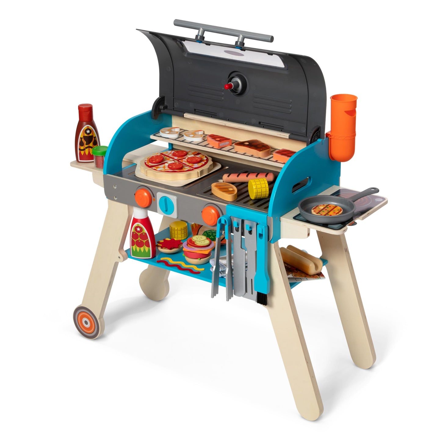 Melissa & Doug Deluxe Wooden Barbecue Grill & Smoker with Toy Food