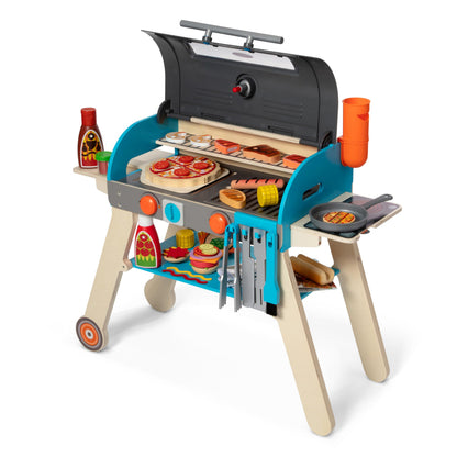 Melissa & Doug Deluxe Wooden Barbecue Grill & Smoker with Toy Food