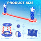 Aotiooy 4th of July Pool Toys Games Set, 2 in 1 Inflatable Volleyball Net & Basketball Hoop, Large Water Floating Volleyball Toy Summer Party for Kids