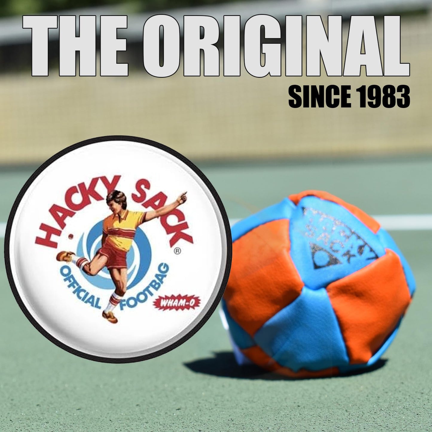 Wham-O Striker Hacky Sack 2.25" Footbag and Impact Hacky Sack 1.9" Foot Bag, for Beginners, Portable Lightweight (Orange)