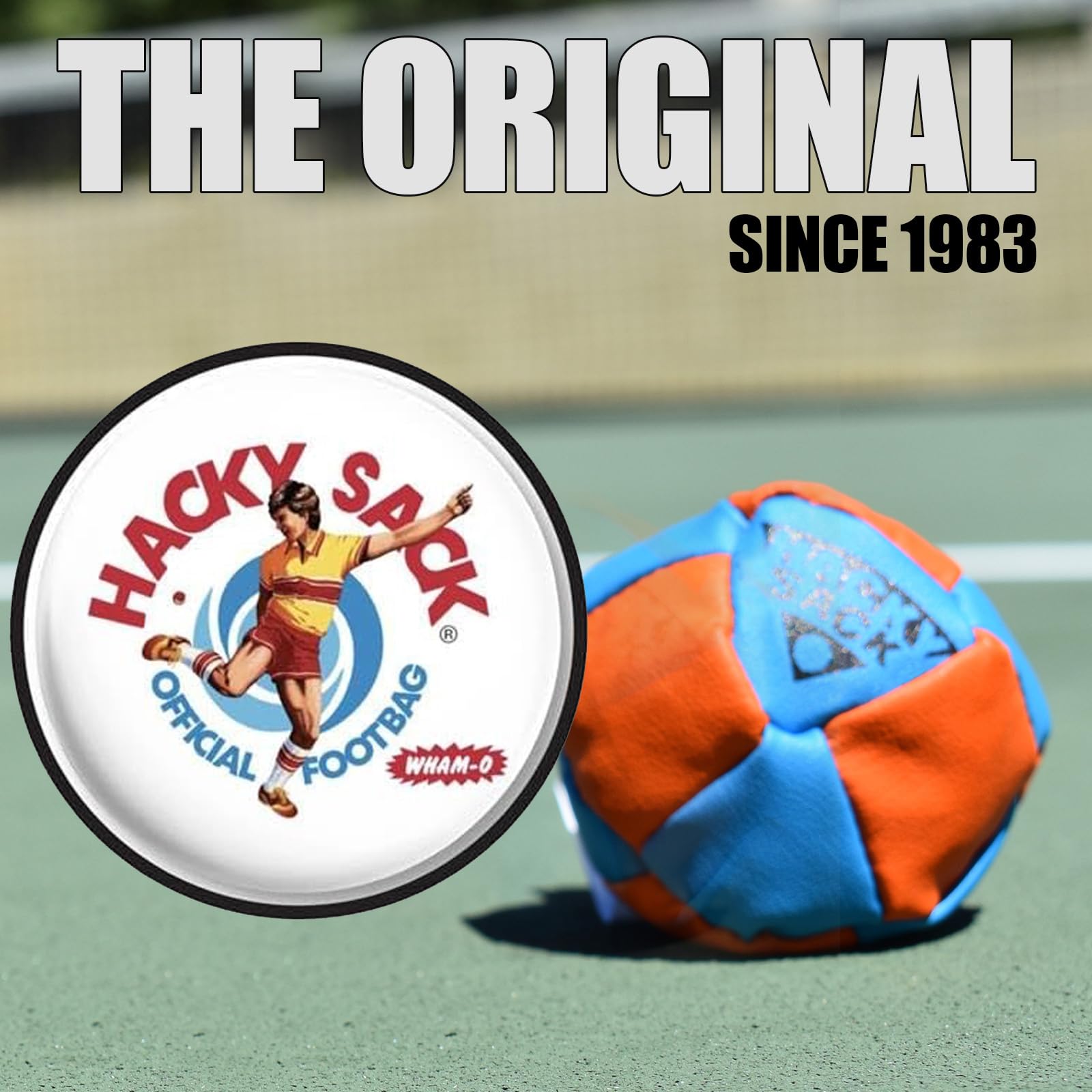 Wham-O Striker Hacky Sack 2.25" Footbag and Impact Hacky Sack 1.9" Foot Bag, for Beginners, Portable Lightweight (Orange)