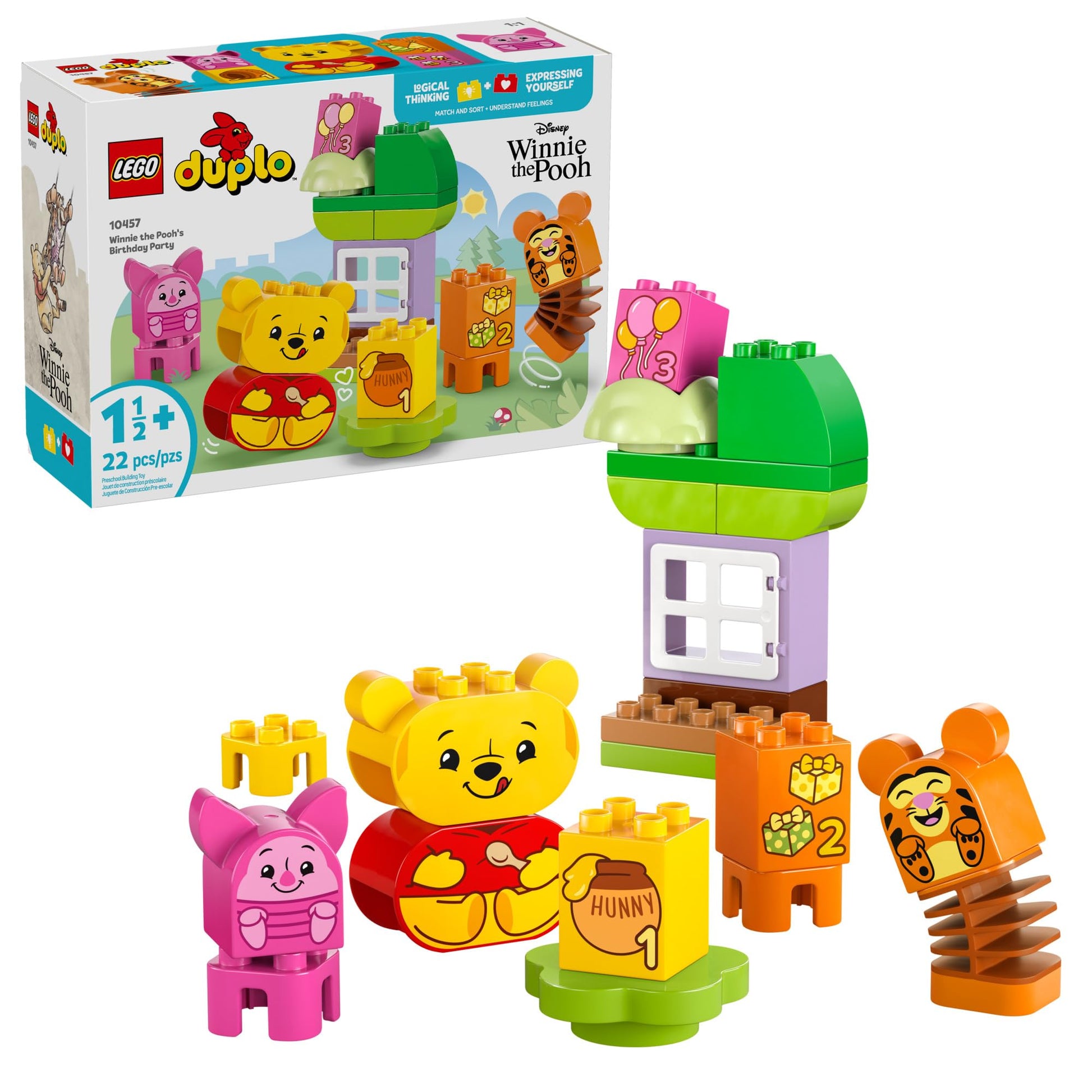 LEGO DUPLO Disney Winnie The Pooh’s Birthday Party Building Set - Baby Toy for 18 Months and Up - Sensory Toys to Inspire Imaginative Play - Building