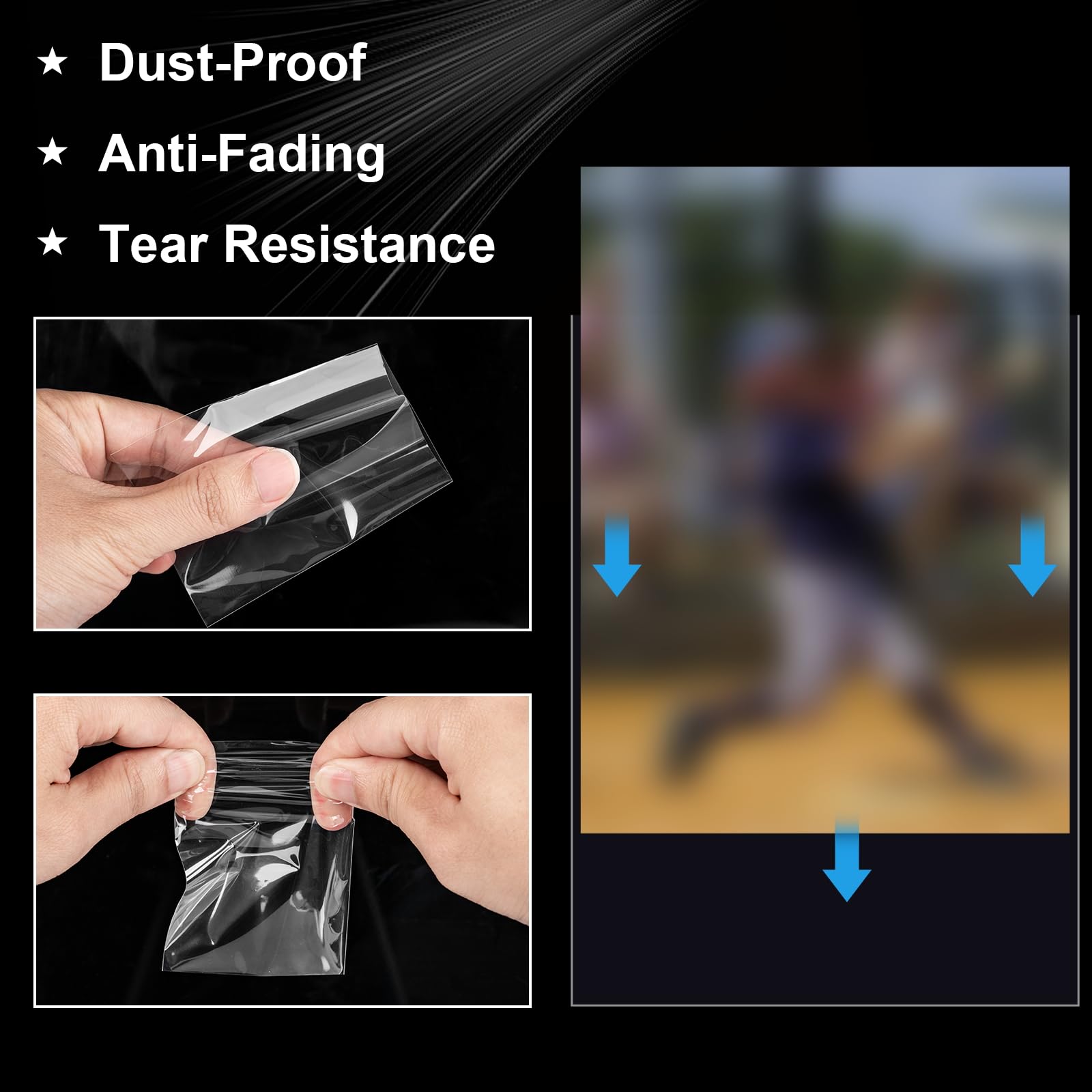 1000 Counts Premium Standard Baseball Trading Card Sleeves, Plastic Clear Protector, Soft Perfect Fit for Penny, Football, and Sports Cards