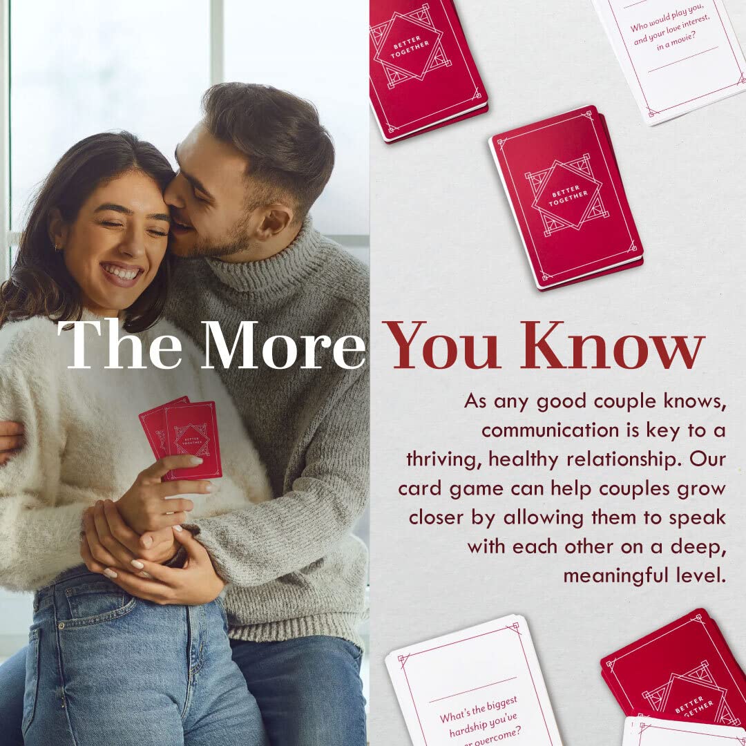 BETTER TOGETHER Couples Games | 100 Conversation Cards for Adults | Deep & Romantic Questions for Date Night | Relationship Card Game for Him & Her |