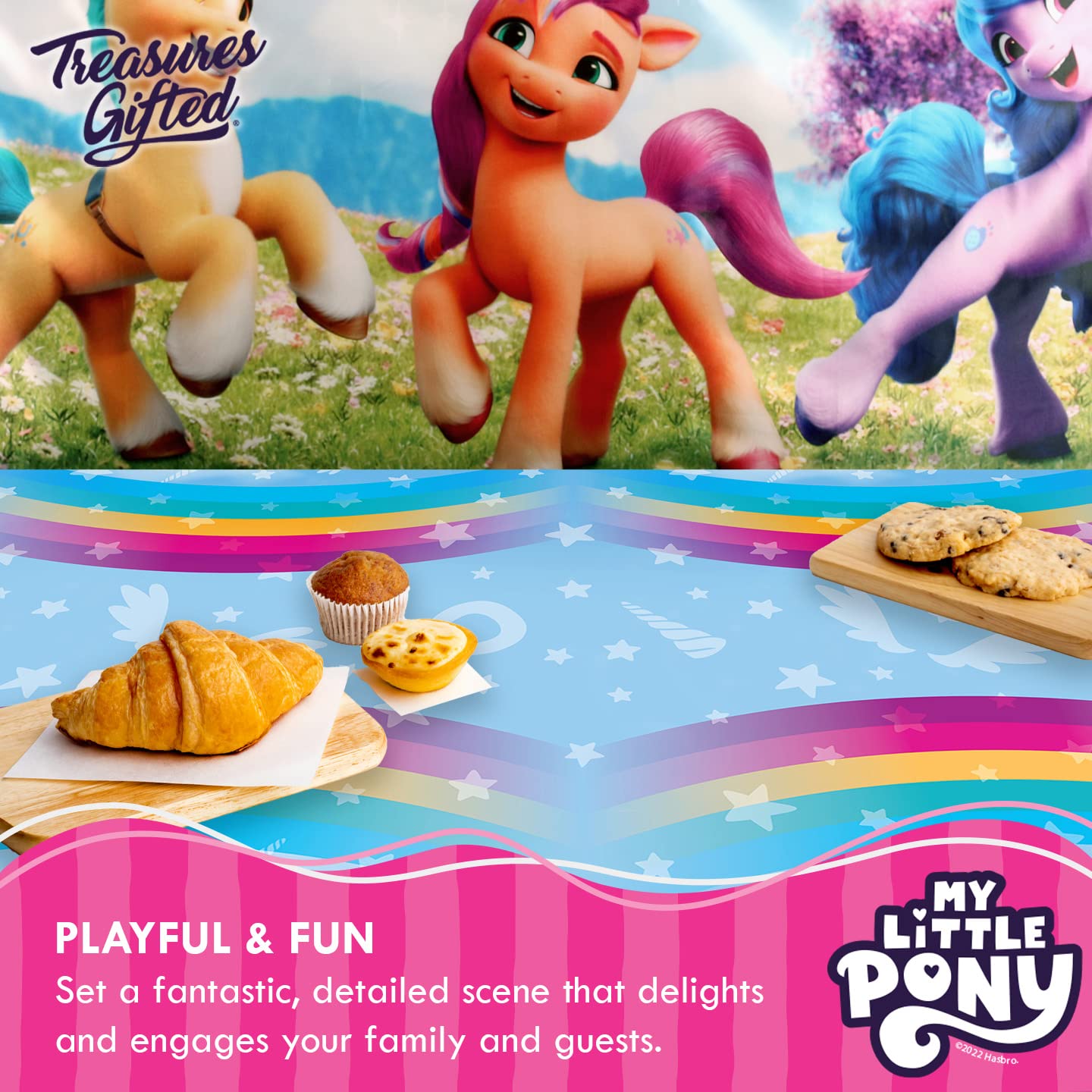 Treasures Gifted Officially Licensed My Little Pony Birthday Party Supplies - Pack of 3 Tablecloth 54in x 108in - My Little Pony Party Decorations