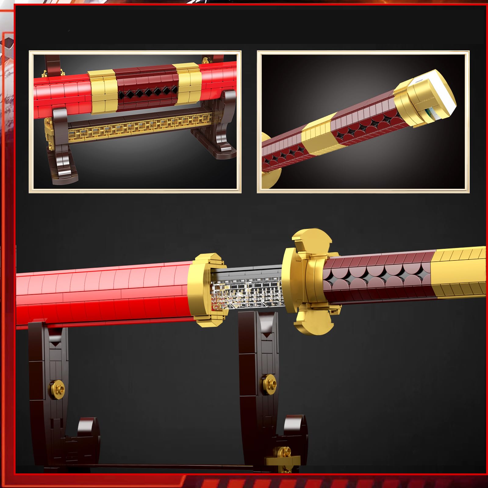 Mould King 10259 Zoro Sword Building Toy, Anime Cosplay Swords with Scabbard and Stand, Buildable Set for Adults/Collection Enthusiasts (1832 Pieces)