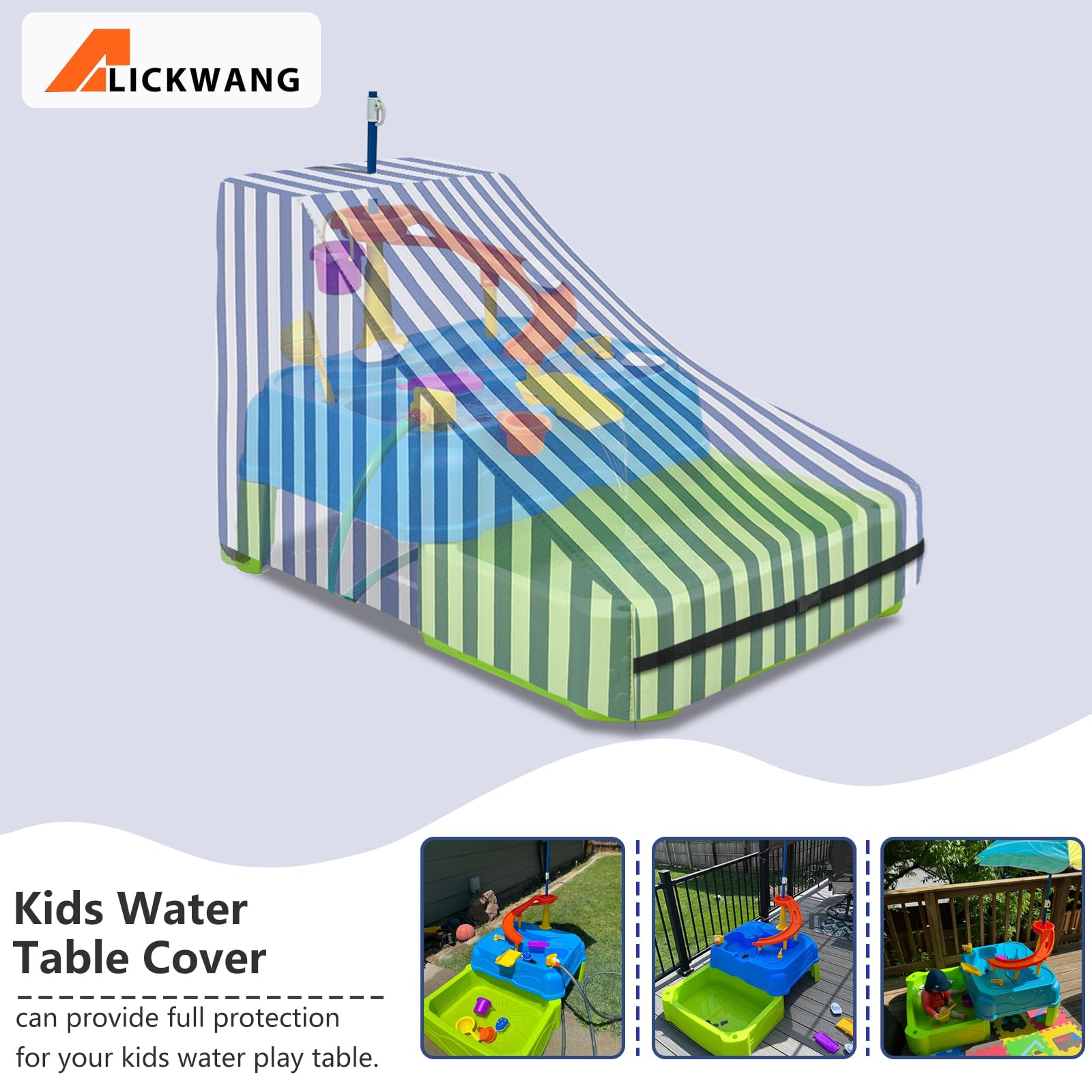 Kids Water Table Cover,Outdoor Heavy Duty 600D Waterproof Toddler Water Play Table Cover,Compatible with Waterpark Wonders Two-Tier Water Table