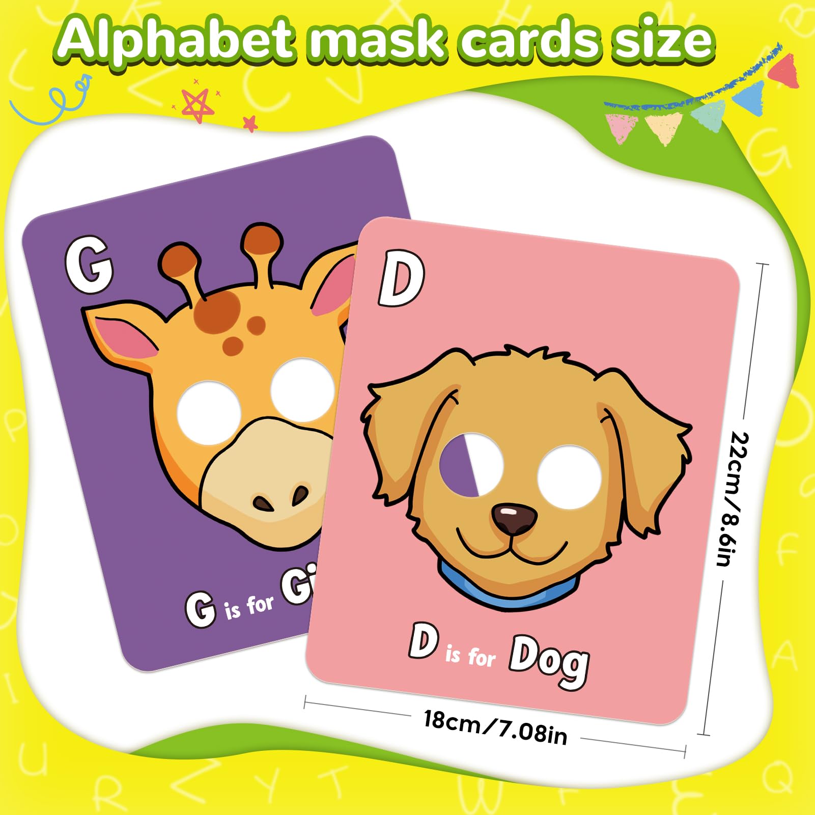 Broytain Alphabet Flash Cards,Giant ABC Animal Flash Cards for Toddler 3-5,26 Lowercase and Uppercase Letter Cards,Educational Learning Games