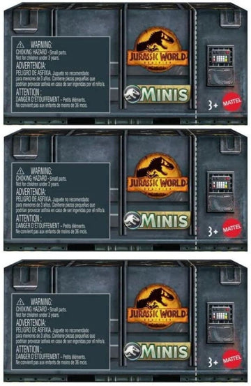 Jurassic World Dominion Minis Surprise Pack Box - Bundle of 3 Mini Dinosaur Figures | 1.125" Scale Companion Figures - Mattel Ages 3+