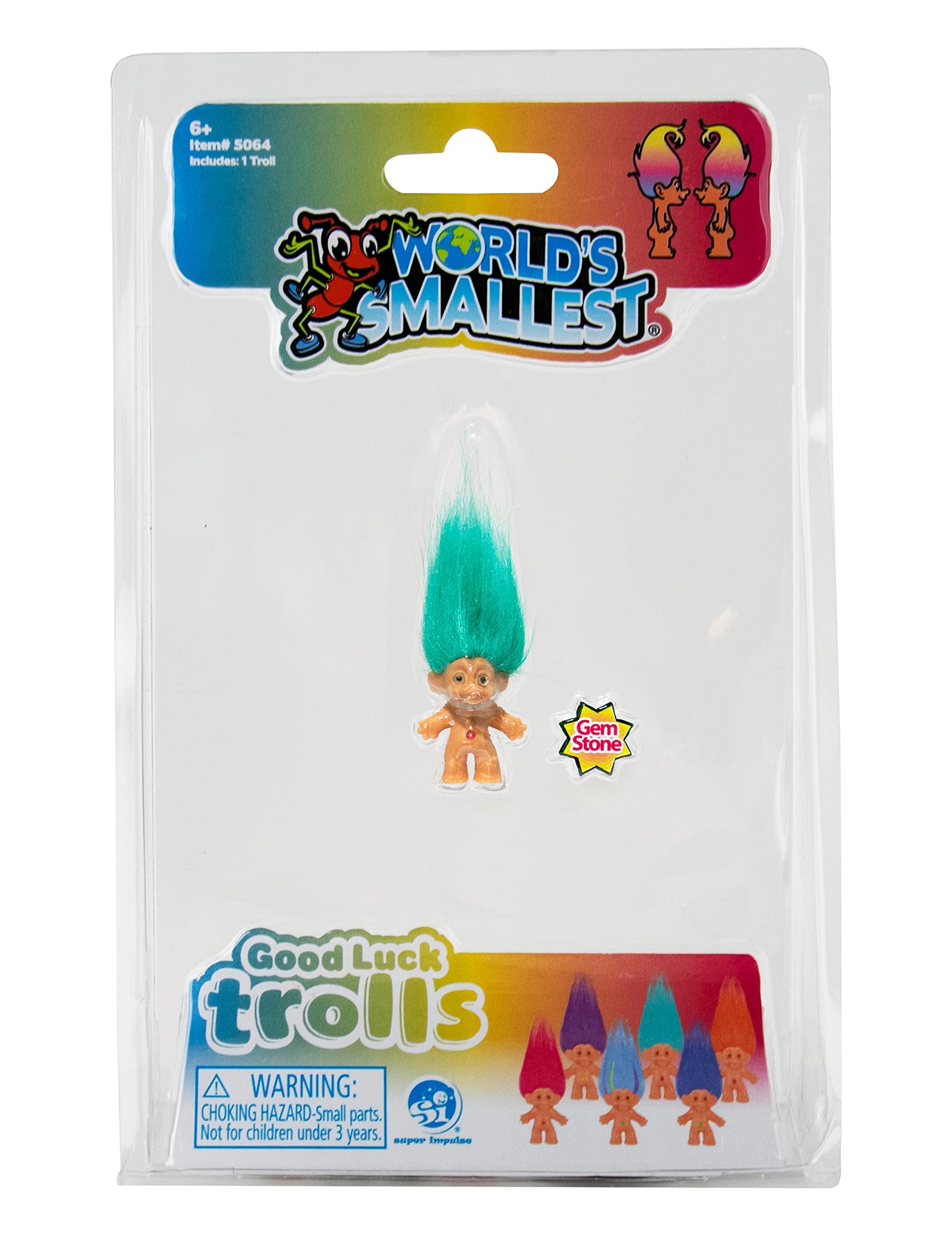 World's Smallest Good Luck Trolls. Miniature Figure with a Good Luck Gemstone in its Belly to Match The Color of its Hair! Each Sold Seperately