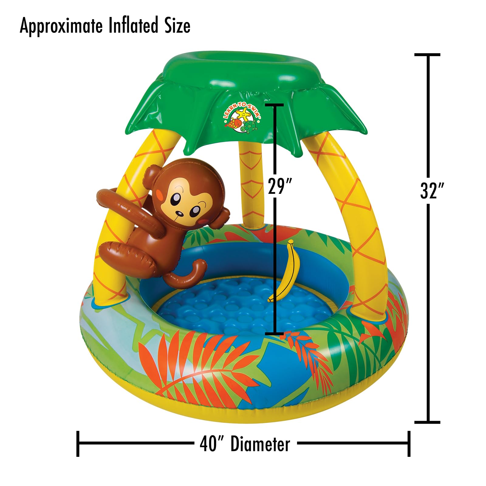 Poolmaster Learn-to-Swim Go Bananas Monkey Inflatable Kiddie Pool With Canopy