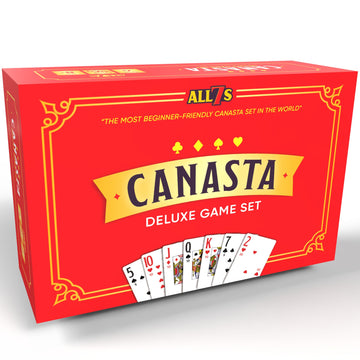 All7s Deluxe Canasta Game Set - Canasta Set with Rotating Card Holder Tray and Scorepad - Large Print Cards for Adults and Seniors - Weekly Card Night