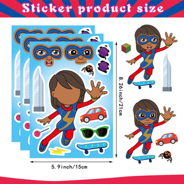 36 Sheets Cute Superhero Stickers for Teen Make Your Own Movie Sticker Make a Face Stickers for Teens Girls Boys, Classroom Rewards Movies Themed Art