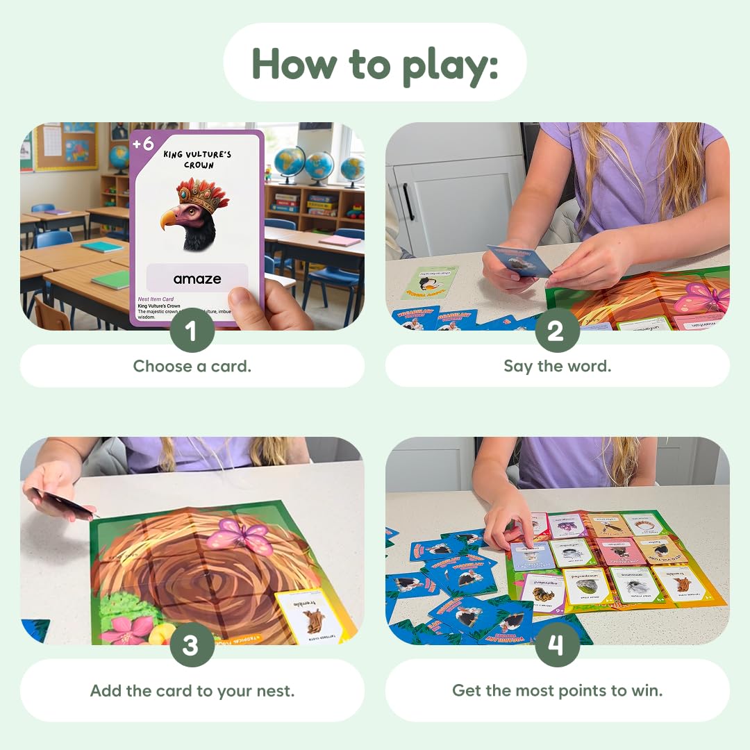 The Fidget Game Vocabulary Vultures, Word Games for Kids Ages 8-11, Grades 3-5, Vocabulary Builder, Reading Comprehension & Communication Skills, Tier