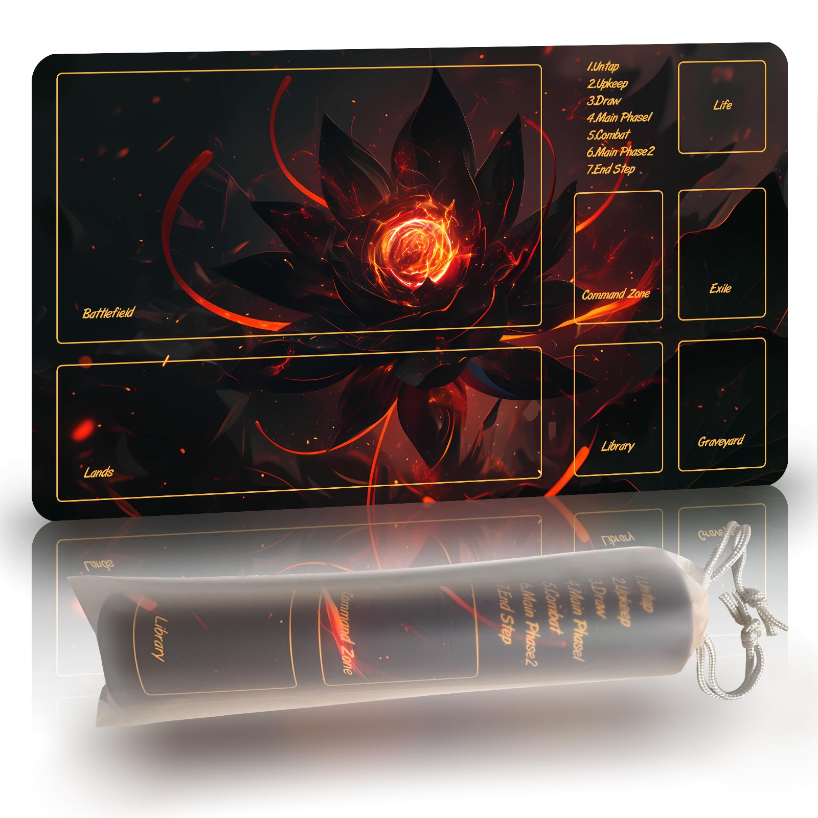 MTG DND Play Mat Game Mat - 3MM Thick High-Density Non-Slip Surface, Stitched Reinforced Edges for Magic playmats, DND Tabletop RPG, TCG Card Games