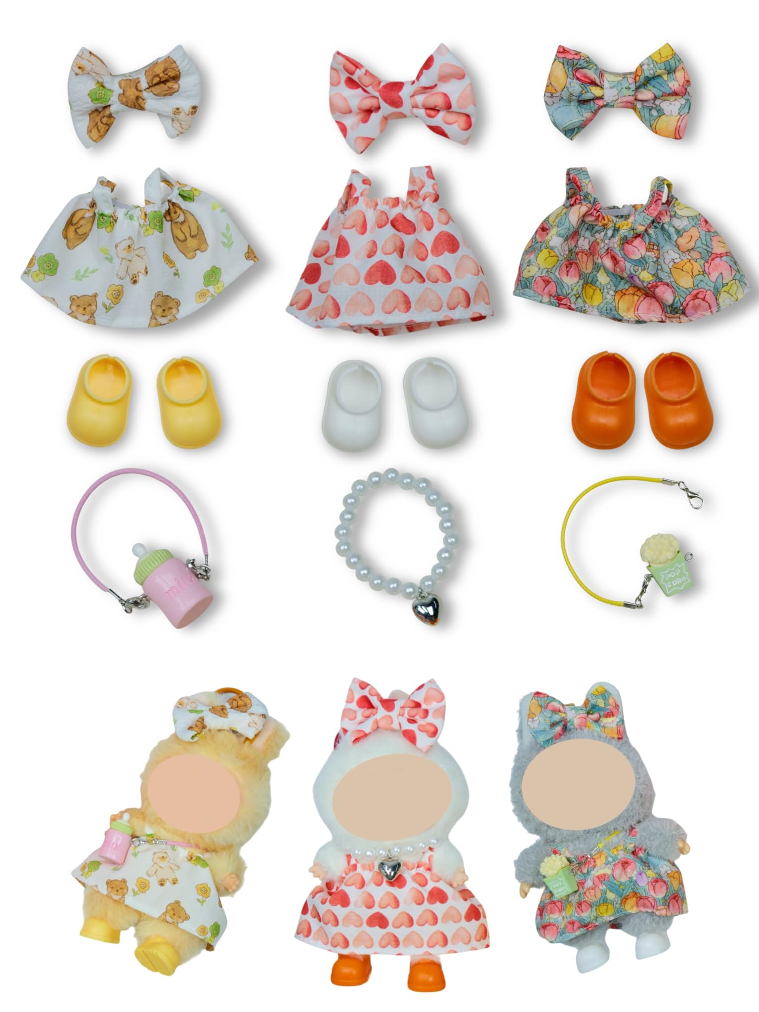 MOFABIA Clothes for 17cm Doll, 12 Pcs Set Doll's Outfits Luxury Clothes Bow Headset Shoes and Accessories, Stylish Adorable Dolls Dress Clothes(No