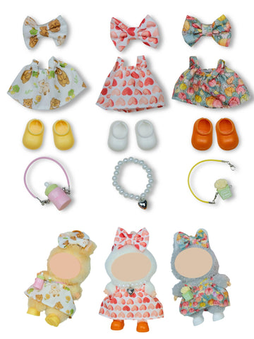 MOFABIA Clothes for 17cm Doll, 12 Pcs Set Doll's Outfits Luxury Clothes Bow Headset Shoes and Accessories, Stylish Adorable Dolls Dress Clothes(No