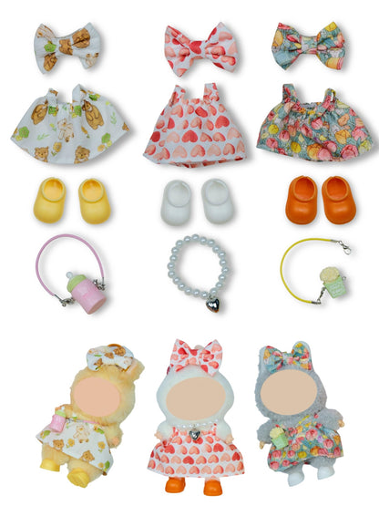 MOFABIA Clothes for 17cm Doll, 12 Pcs Set Doll's Outfits Luxury Clothes Bow Headset Shoes and Accessories, Stylish Adorable Dolls Dress Clothes(No
