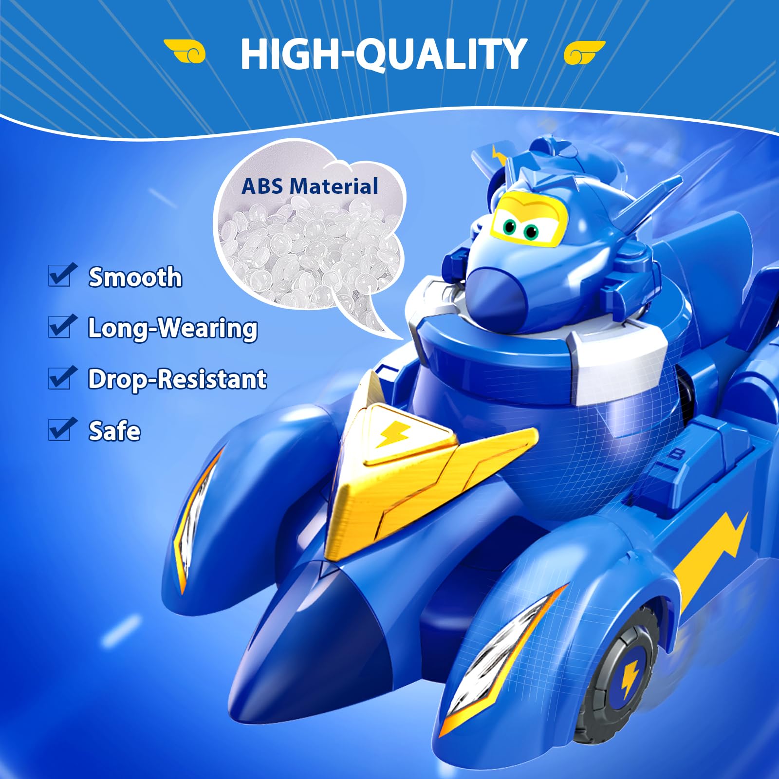 Super Wings Race Car Toys, 5 in Jerome Spinning Tops and Race Car Toys for Kids, 2-in-1 Mode Vehicle Toys Cars for 3 4 5 6 7 8 Year Old Boys
