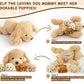 Chirpy Chums Classic Dog Family - 17” Mommy Dog Stuffed Animal with 4 Baby Puppies Inside, Zipper Belly Surprise Plush, Ultra-Soft Mommy & Puppy Plush