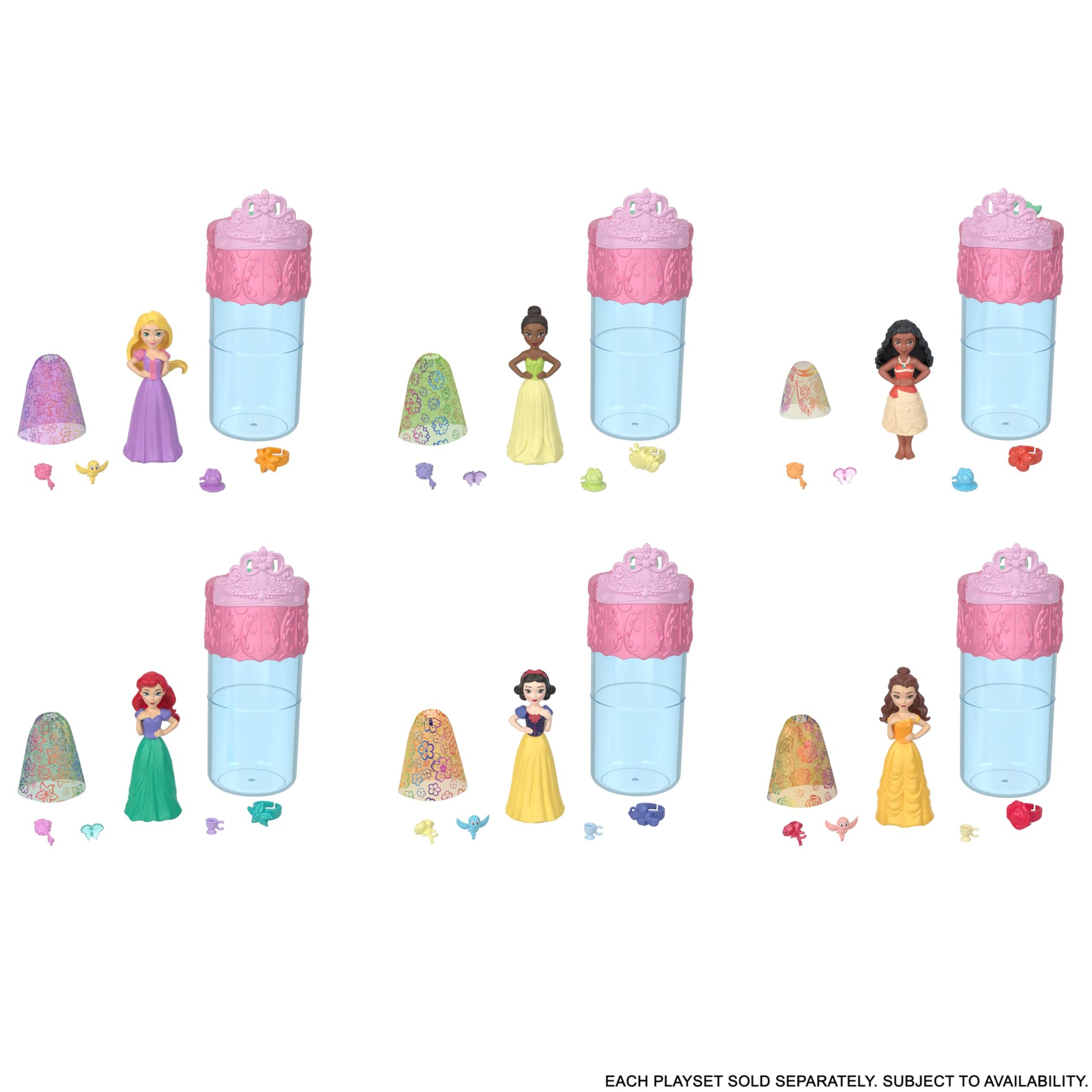 Mattel Disney Princess Royal Color Reveal Small Doll with 6 Surprises Including Scented Ring and 4 Accessories (Dolls May Vary) Garden Party Series