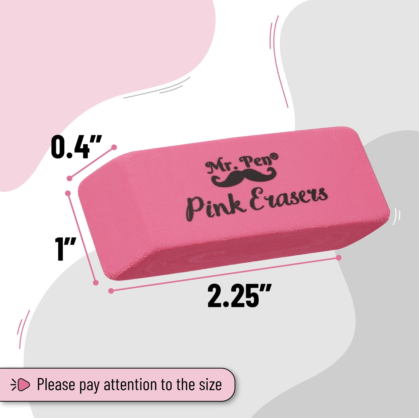 Mr. Pen- Pink Pencil Eraser, 100 Pack, Large Latex Free Block Erasers for School, Office, Art Sketching, Homework, Exams, Clean Smudge-Free Correction