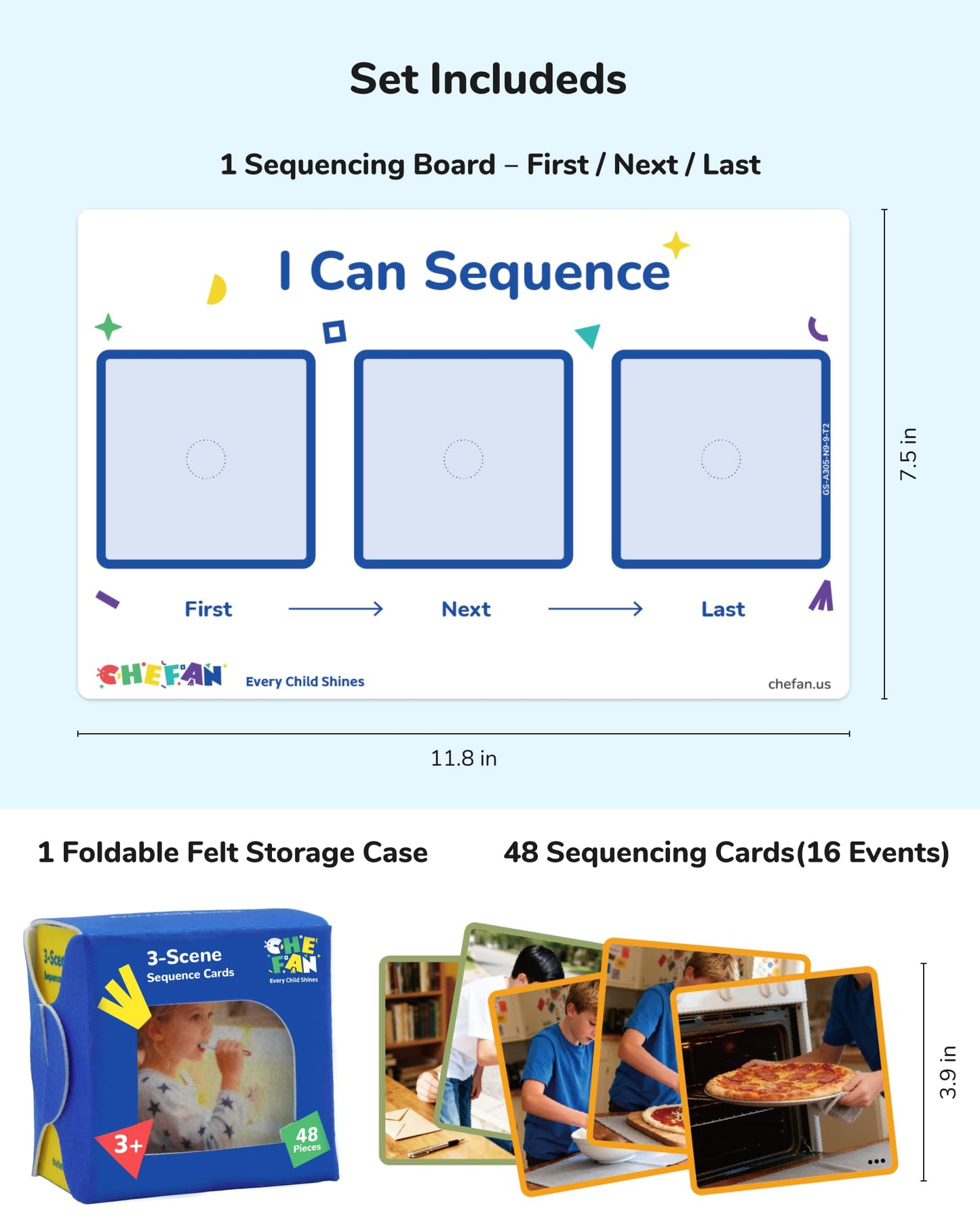 CHEFAN Sequencing Cards for Kids, Speech Therapy Sequence Game with Board, Preschool Kindergarten Storytelling Sentence Building Learning Activities