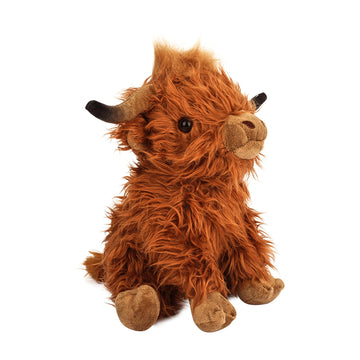 rivoeis 10.5 inches Highland Cows Stuffed Animals, Cute Fluffy Cow Plush Figure Toys Realistic Highland Cattle Plush Decor for Kids Baby Girls Boys