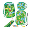 haoetcw 4-in-1 Kids Sticky Golf Games Set with Club, Golf Putting Practice Mat,3-Sided Golf Chipping Net, Multiple Game Modes, Golf Cornhole Board Set