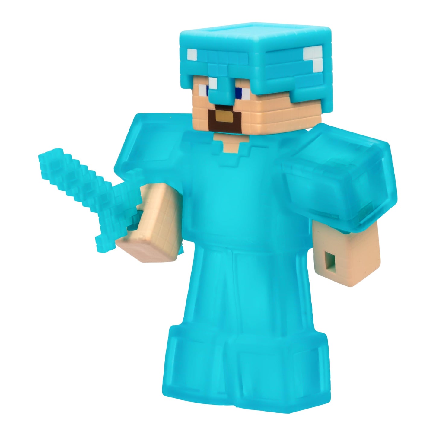 Heroes of Goo Jit Zu Minecraft Stretchy Characters, Steve with Diamond Armor & Sword, Super Squishy Goo Filling with Hidden Diamond Piece Inside