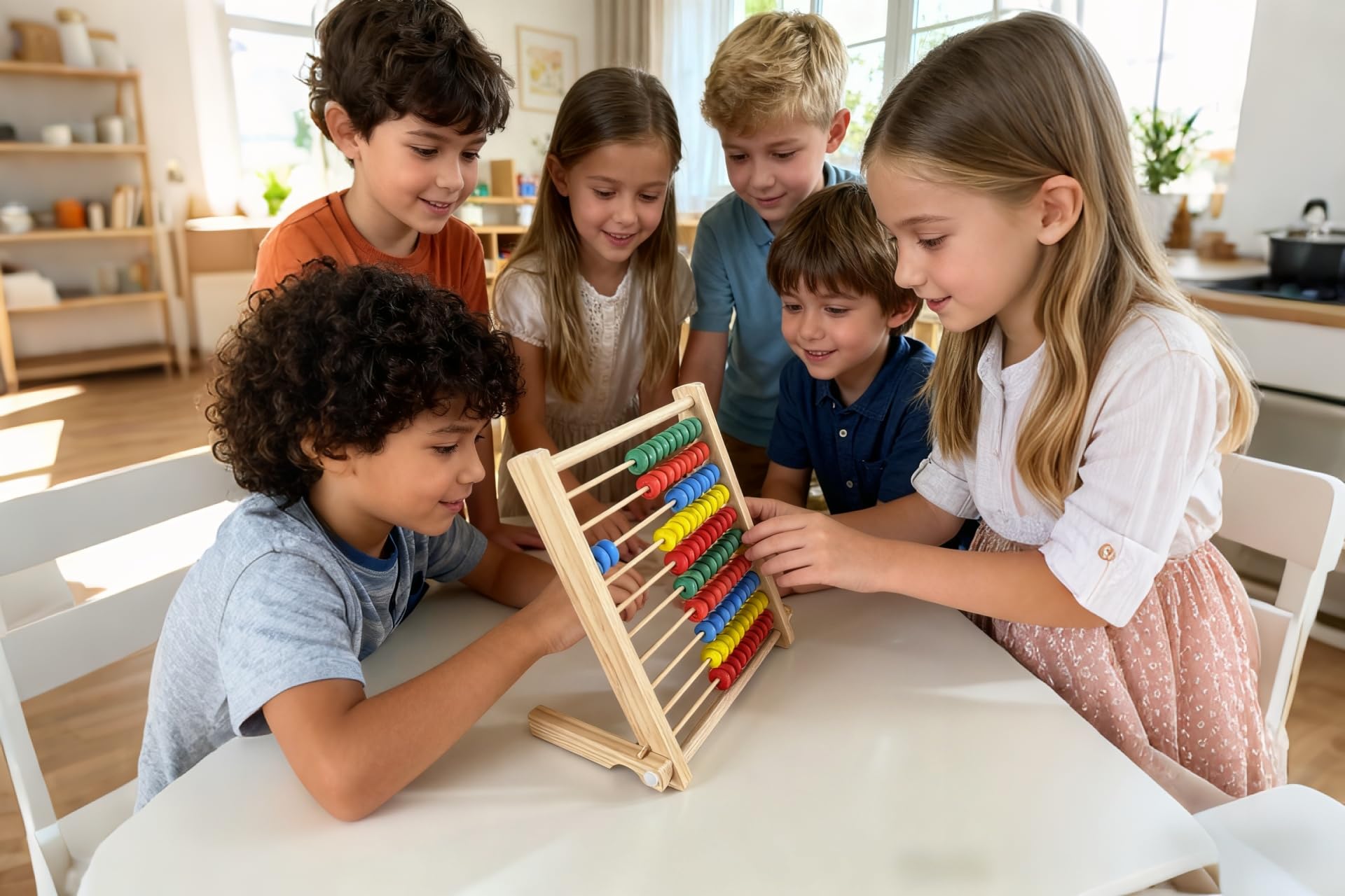 MAGIKON Wooden Abacus, 10 Rows Counting Frame 8in for Math