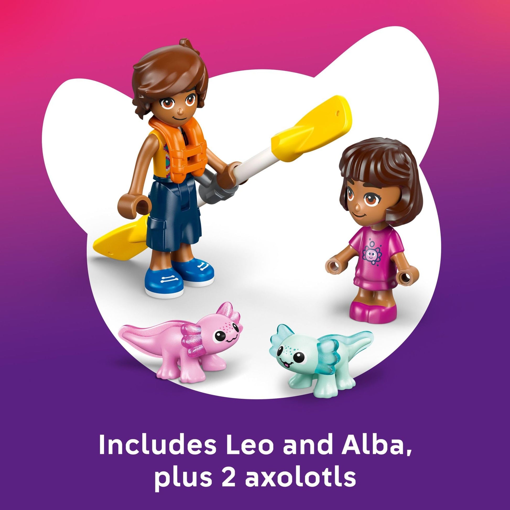 LEGO Friends Axolotl Adventure Boat Building Toy for Girls & Boys - Pretend Play Set for Kids, Ages 5+ - W/Leo Minidoll, Alba Microdoll, 2 Toy Pets, &
