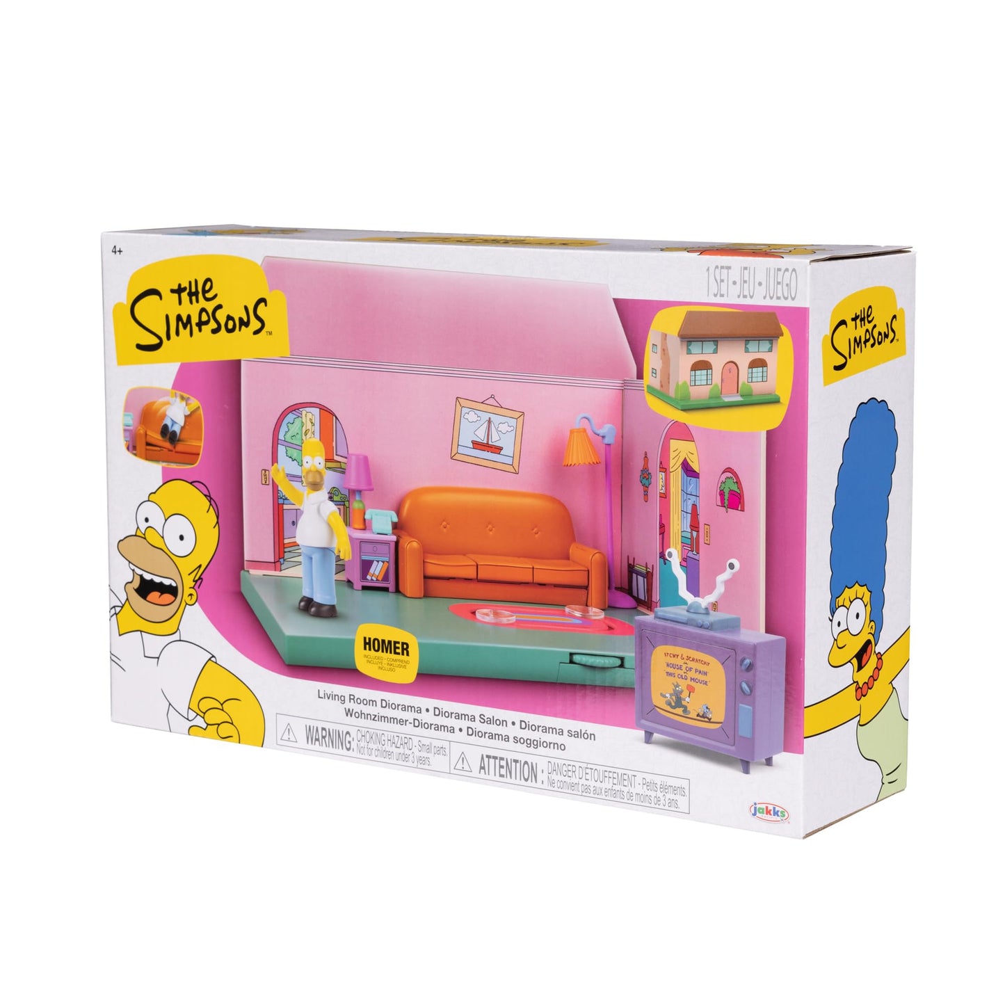 JAKKS Pacific Disney The Simpsons Living Room Diorama House Playset, 2.5-Inch Scale Homer Action Figure and Accessories