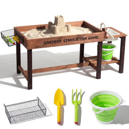 WOODENFUN Wooden Sand Table for Kids Ages 3-8, Summer Outdoor Toys