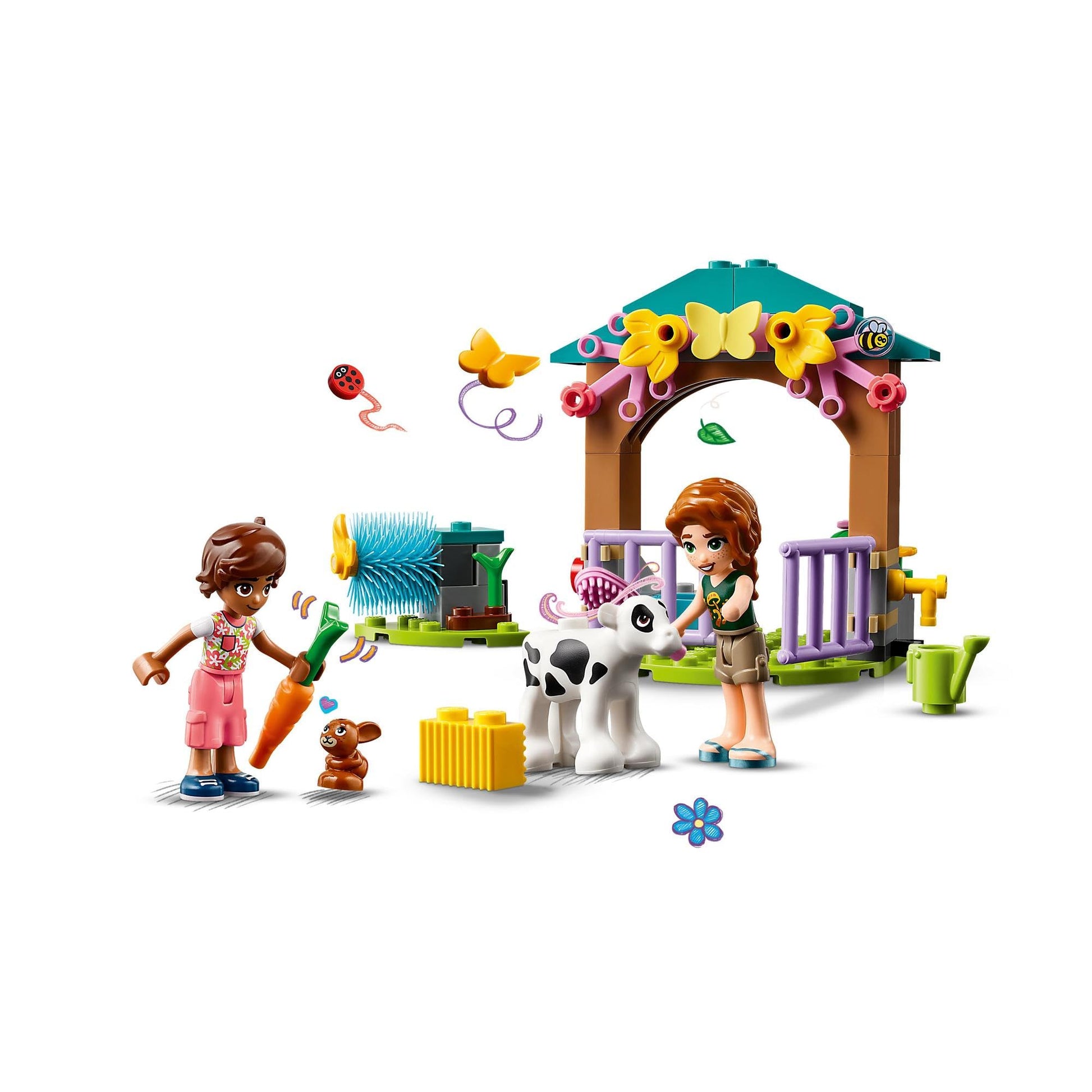 LEGO 42607 Friends Autums Kälbchenstall, 2 Spielfiguren, Kälbchen, Häschen