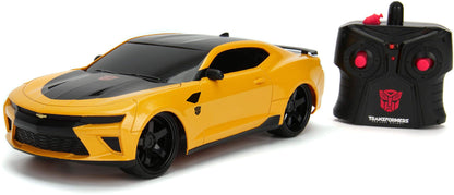 Jada Toys Transformers The Last Knight Bumblebee 2016 Chevy Camaro RC Car, 1:16 Scale Remote Control Vehicle, Yellow & Black (30332)