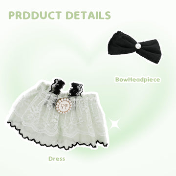 Evowatt 2-Piece Doll Outfit Set for Labubu Dolls - Hair Clip and Dress Set, Adorable Clothing Accessories for 17cm Dolls (Doll Not Included)_Green