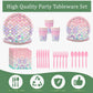 168 Pcs Mermaid Birthday Party Decorations Plates Set for 24 Princess Girls