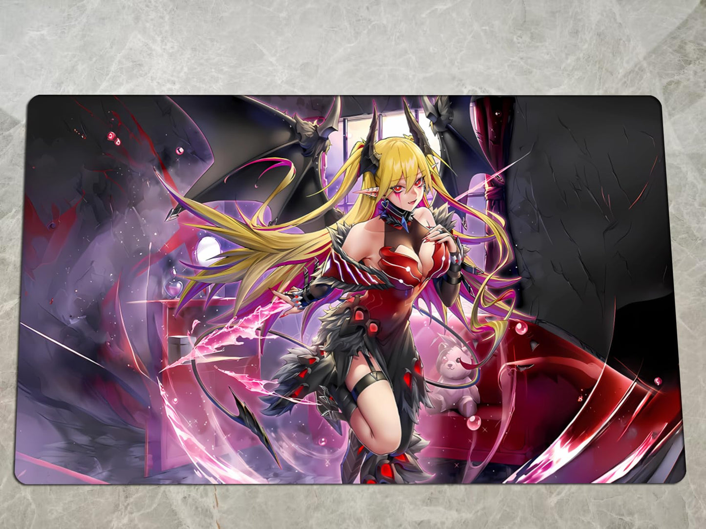 New ZCYWXW Playmats Lacrima The Scarlet Sorrow TCG CCG Trading Card Game Mat No Zones & One Bag(ZC056-K)