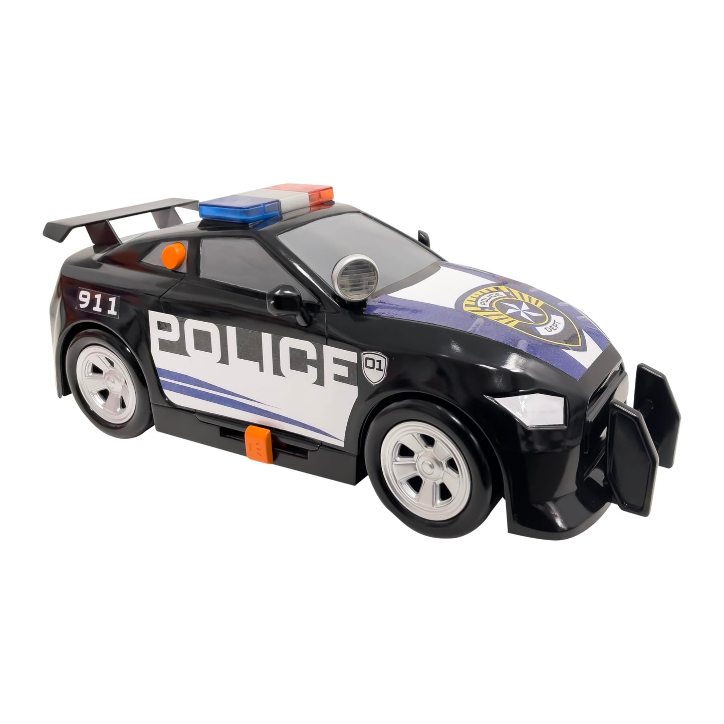 Mighty Fleet Power Movers 15” Interactive Police Car Toy - Motion Drive Motorized Action, Flashing Lights & Siren, Working Spotlight, Batteries