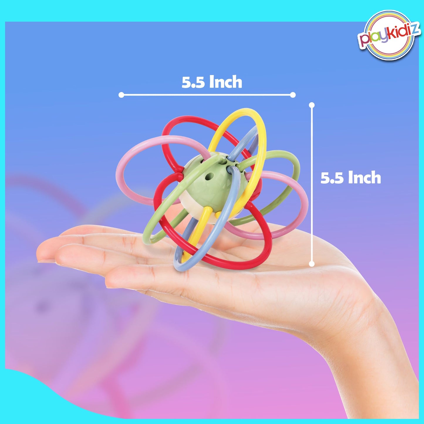 Playkidiz Rattle & Sensory Teether Toys for Babies, Multicolour Soft Teething Tube, Easy to Clean, Developmental Baby Toys 0-6 Months