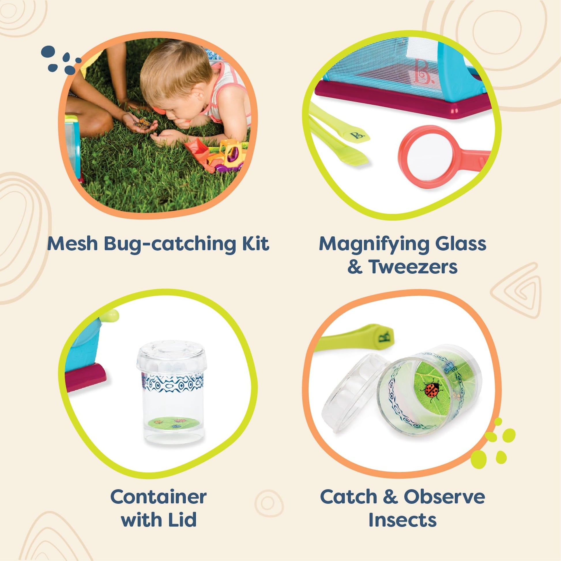 B. toys Bug Bungalow Bug Catching Kit with Mesh Bug House Case, Summer