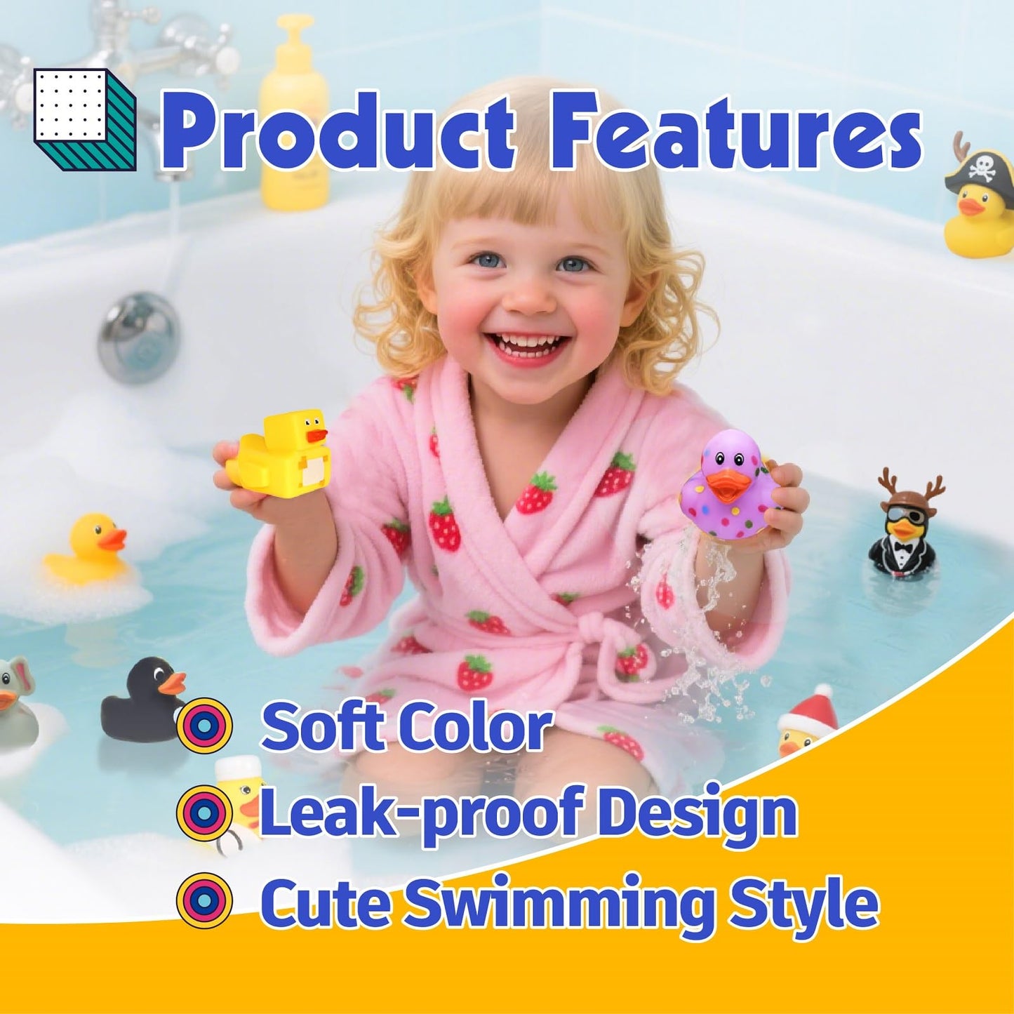 Liliiflora 30 Pack Rubber Ducks in Bulk, Random Assortment Mini Rubber Duckies, Bulk Party Favors for Kids, Bath Toys for Toddler, Suitable for Cruise