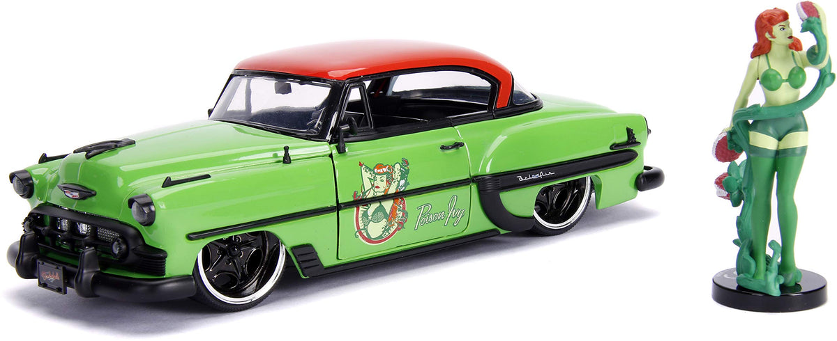 Jada Toys DC Comics Bombshells Poison Ivy & 1953 Chevy Bel Air Die-cast Car, 1:24 Scale Vehicle, 2.75” Collectible Figurine 100% Metal, Green