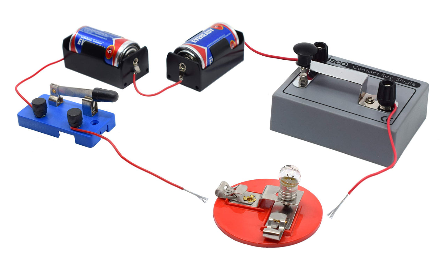 EISCO Morse Code Circuits Kit - Explore Electrical Circuits & Morse Code - Build Basic, Parallel & Series Circuits - Includes Contact Key, Batteries