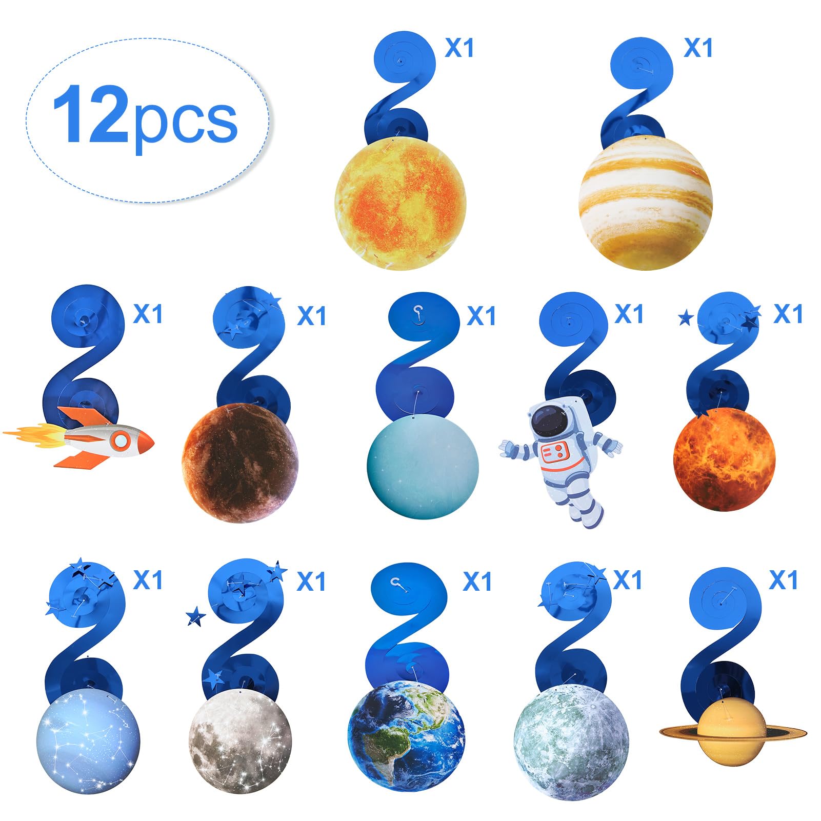 Easy Joy Solar System Hanging Swirl 12 Pieces Decorations Outer Space Party Planets Supplies Space Decorations Party Galaxy Room Decor