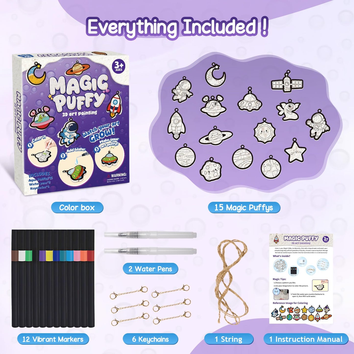 avtctek Magic Foam Texture Painting Kit - 3D Art Puffy Paint Kit, 15 Mess-Free Ocean Paint by Number Craft for Kids Ages 3-10