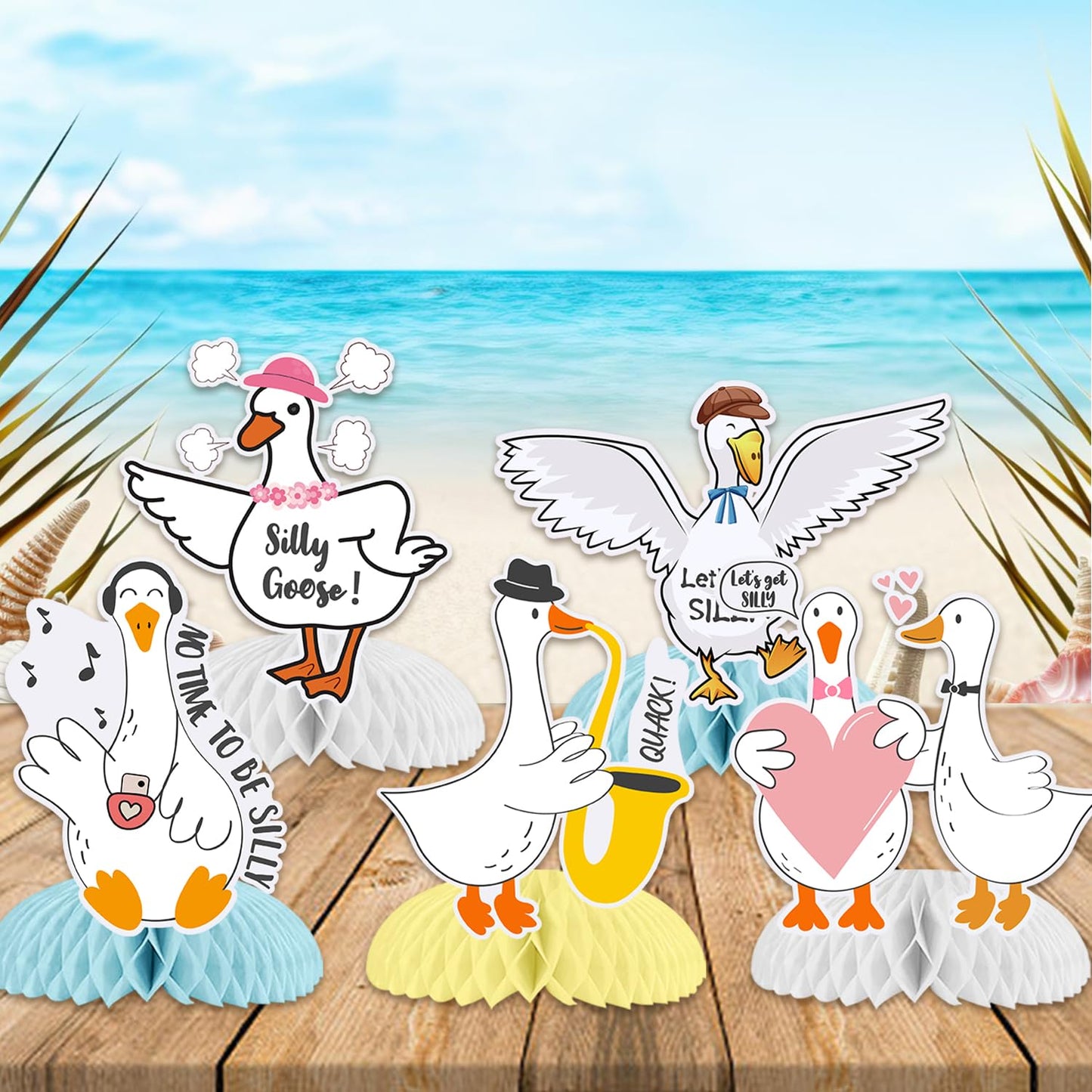 9 Pcs Silly Goose Honeycomb Centerpieces, Silly Goose Party Favors Birthday Party Decorations Silly Goose Centerpieces Decorations Supplies